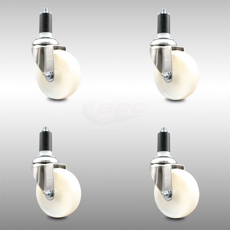 Service Caster 4 Inch 316SS Nylon Wheel Swivel 1-1/4 Inch Expanding Stem Caster Set SCC SCC-SS316EX20S414-NYS-114-4